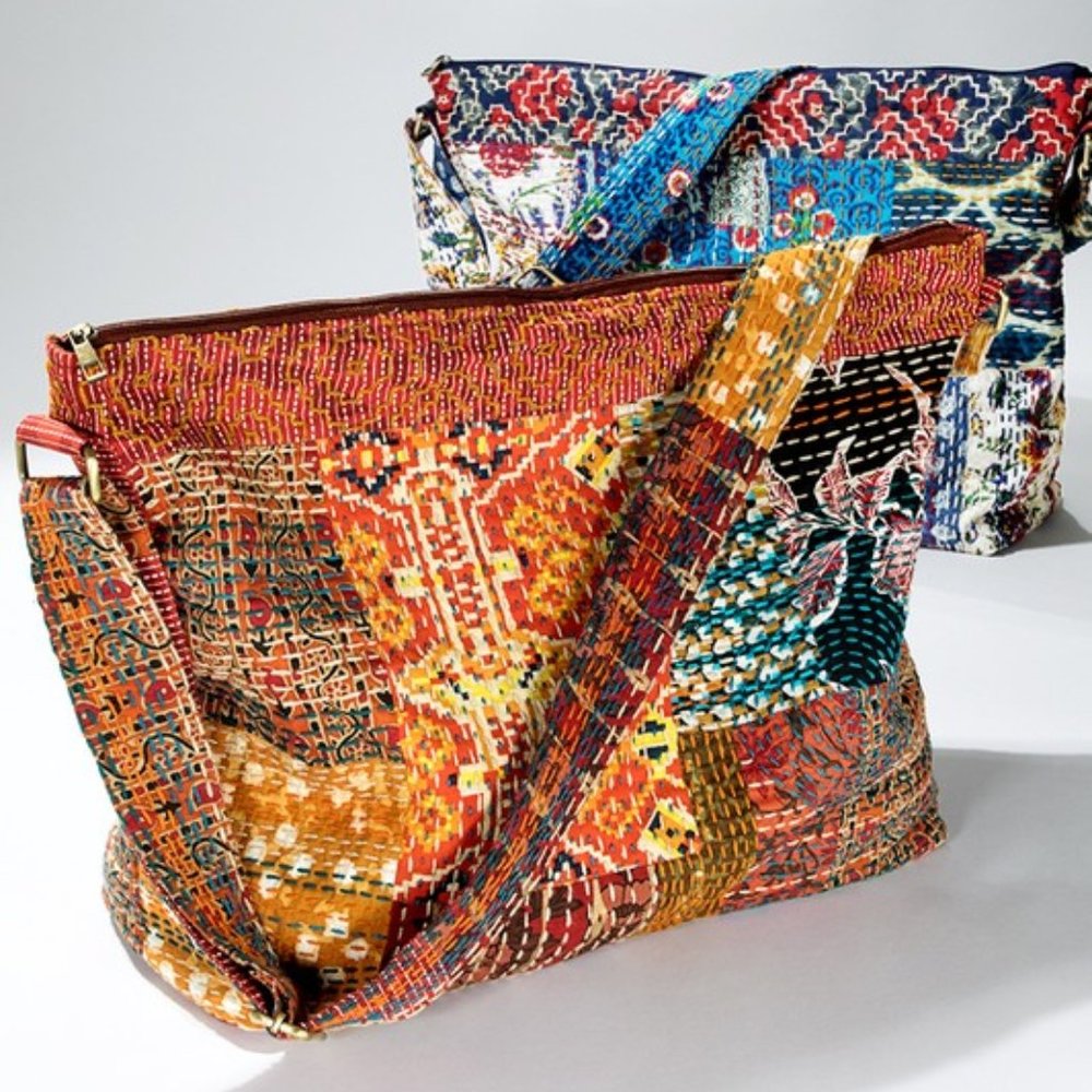 Boho Chic - Hand Stitched Patchwork Shoulder Bag - Fully Lined - Bohemian Style - Picture 6 of 12